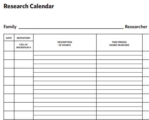 Book List: Printable Form for Genealogy Research Organization